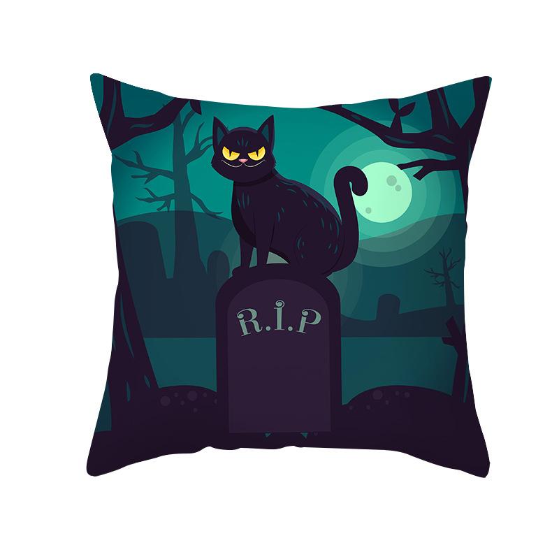 

Halloween Pillow Cover Cartoon Skull Cat Sofa Cushion Cover Peach Skin Pillow Cover 45 * 45Cm (without pillow core)
