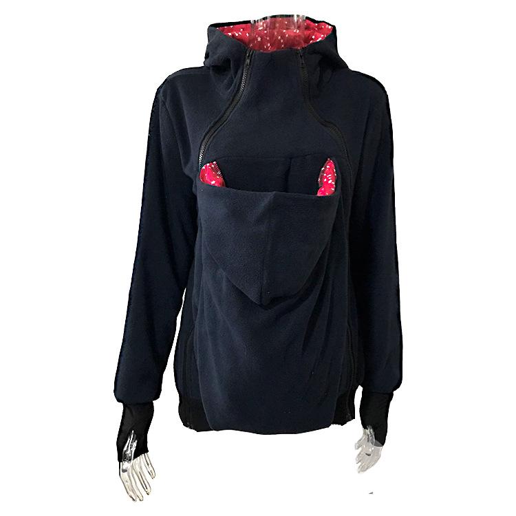 Felpa con cappuccio calda da donna per autunno e inverno, multifunzionale per la maternità, con tasca grande