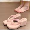 Fashion Summer New Brand Women Slipper Fashion High Wedge Heel Ladies Elegant Slides Square Toe Slip on Dress Flip Flop Zapatos Mujer