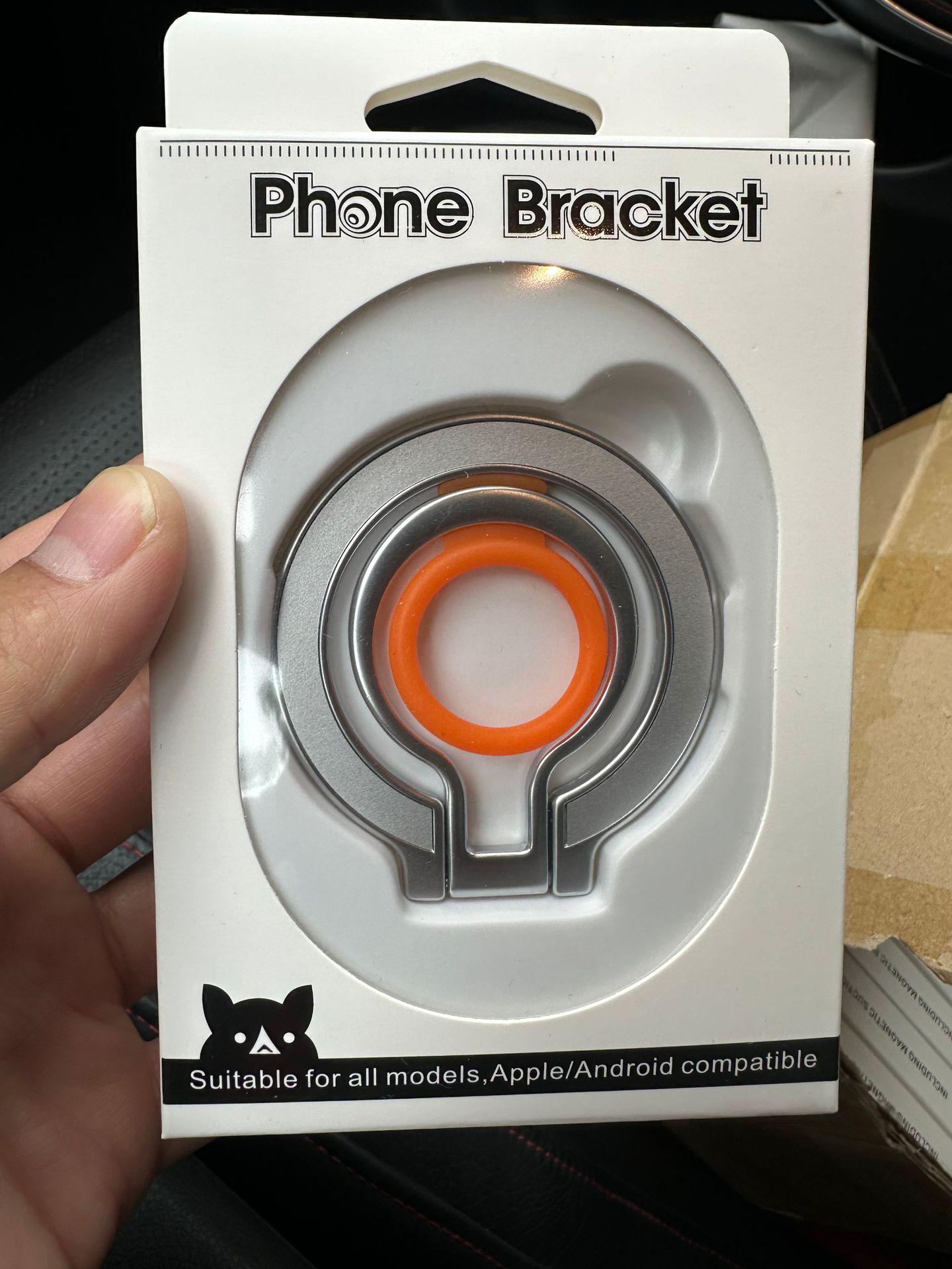 MagSafe Magnetic Phone Stand: Lazy Person’s Zinc Alloy Ring & Desktop Holder - New Model. оранжевый/серебряный