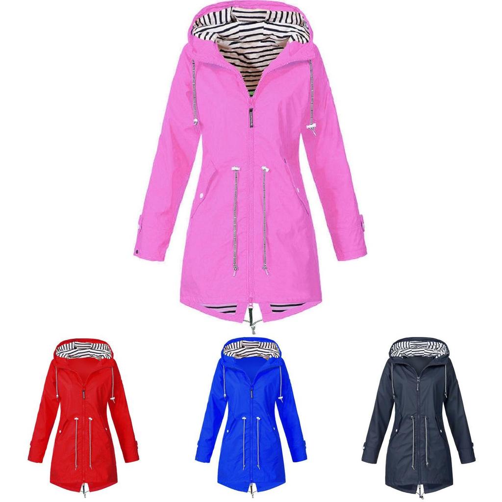 Giacca a Vento Impermeabile da Donna Cappotto Impermeabile con Cerniera Alla Moda Felpe con Cappuccio per Uso Esterno