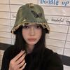 Trendy Retro Embroidery Denim Fisherman Hat For Adults With Chic Butterfly Design