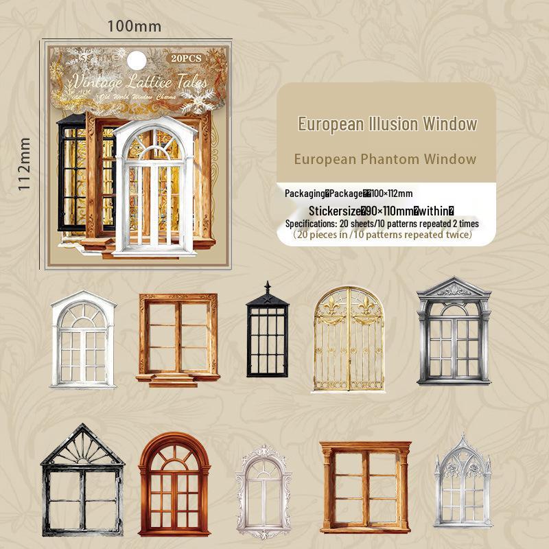 Retro Lattice Story Series PET Stickers: Window Journal Collage Decor - 6 Styles