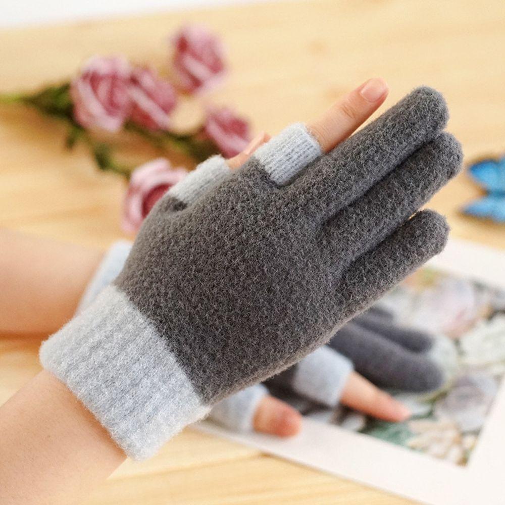 Student Elastic Soft Thick Warm Mittens Arm Warmers Touch Screen Gloves Plus Velvet