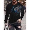 Langermet t-skjorte med 3D-tigertrykk, vår og høst, menns daglig uformelle langermet topp Urban Street Fashion Langermet T-skjorte
