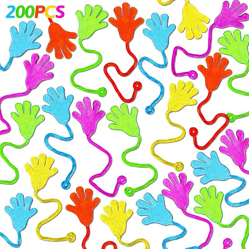 100PCS Glitter Sticky Hands Party Favors for Kids 4-8 8-12 Birthday Supplies Halloween Goodie Bag Stuffers Classroom Treasure Box Carnival Prizes