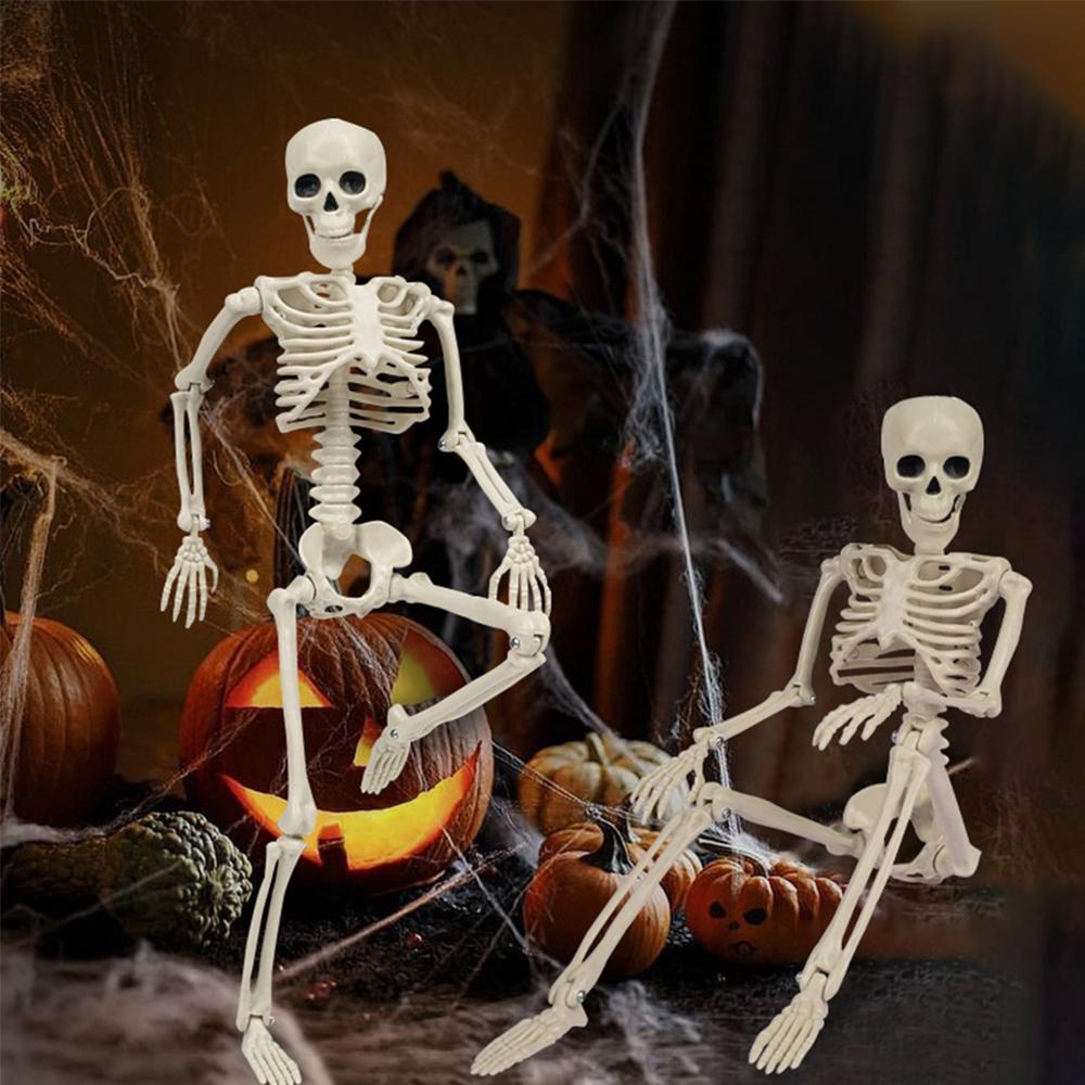 1pc Halloween Spooky Movable Joints Human Skeleton Decoration for Halloween Party Outdoor Indoor DIY Skeleton Decoration Props