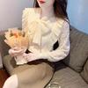 Korean Style Women's Long Sleeve Lace Base Layer - Elegant Velvet-Lined Winter 2025 Top
