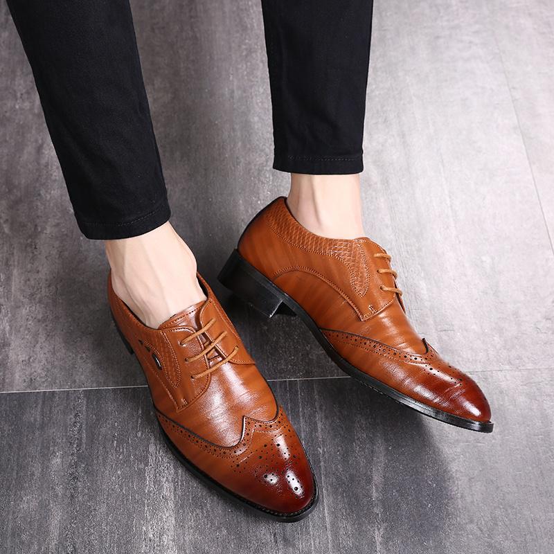 Cheap Men s Leather Oxford Dress Shoes Formal Lace Up Business Shoes Joom