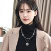 Elegant Layer Double Smiley Face Necklace For Women In Stylish Korean Design Available In Silver And Gold Elegant Titanium Steel