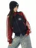Retro Unisex Reißverschluss Strickjacke mit gestreiftem Colorblock und Stehkragen Hoodie Jacke