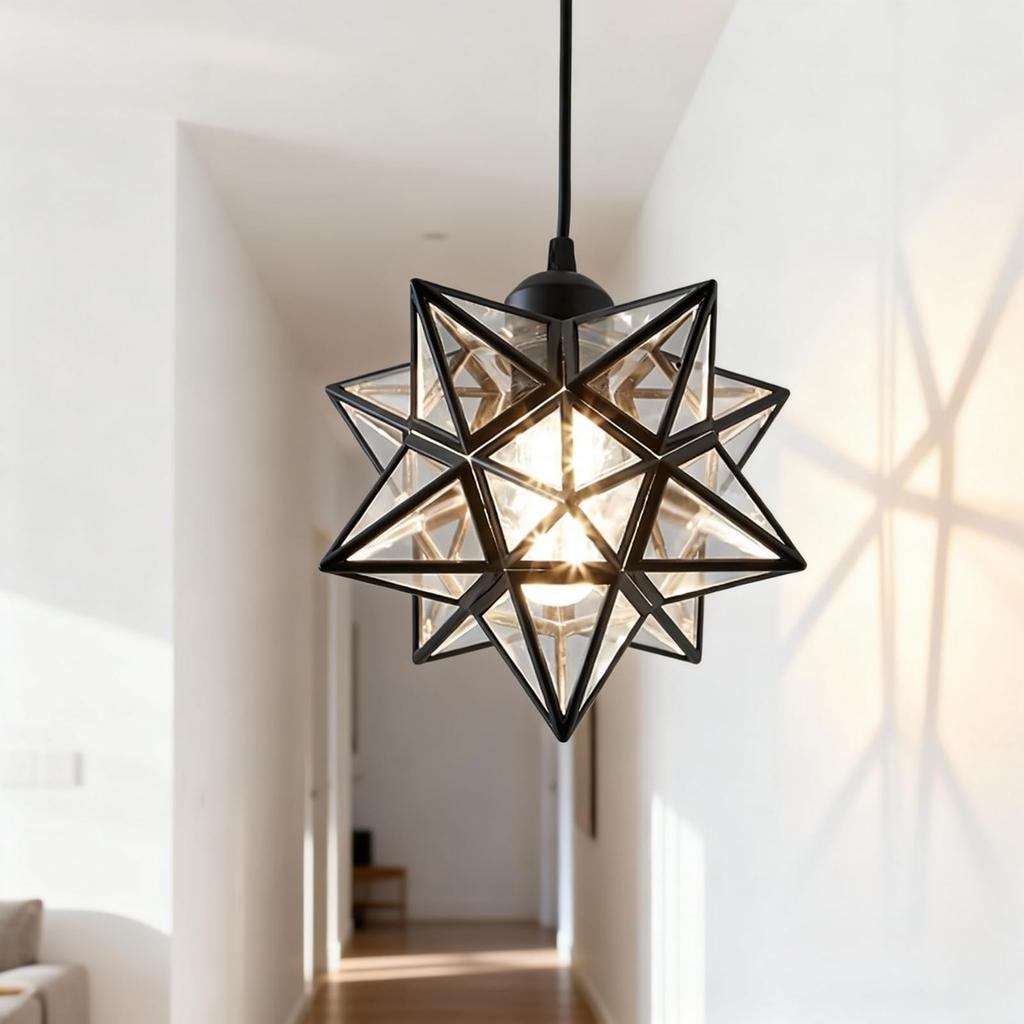 TAGIYOON Pendant Nordic Modern Compatible with Both Track Lighting and Hook Ceiling Single Showa Suitable for Dining Bedroom Star-Shaped Light, Style,