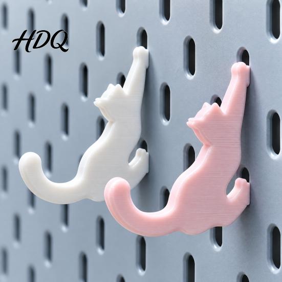 Keychain Display Rack Pegboard Cat Hooks 3D Printed Cute Kitty Easy Install Pegs Decorative Hangers for Craft Room Home Office Desktop Accessory