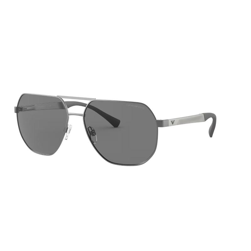 Emporio Armani 2099D Alloy Pilot Style Sunglasses Unisex sunglasses Gray 0EA2099D-300381 Dark Gray (Polarized),61