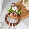 Easter Bunny Wreath with Faux Flowers Rattan Wall Door Hanging Decor for Spring Festival Indoor