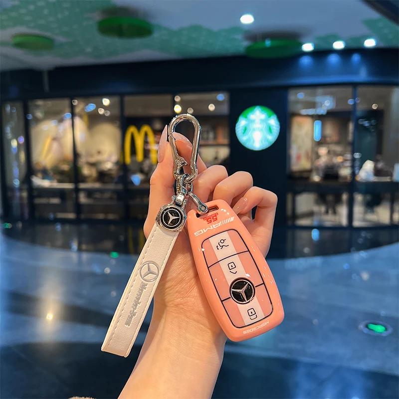 Car Key Case Cover Shell For Mercedes Benz A C E S G Class GLC CLE CLA GLB GLS W177 W205 W213 W222 X167 AMG Keychain CE6