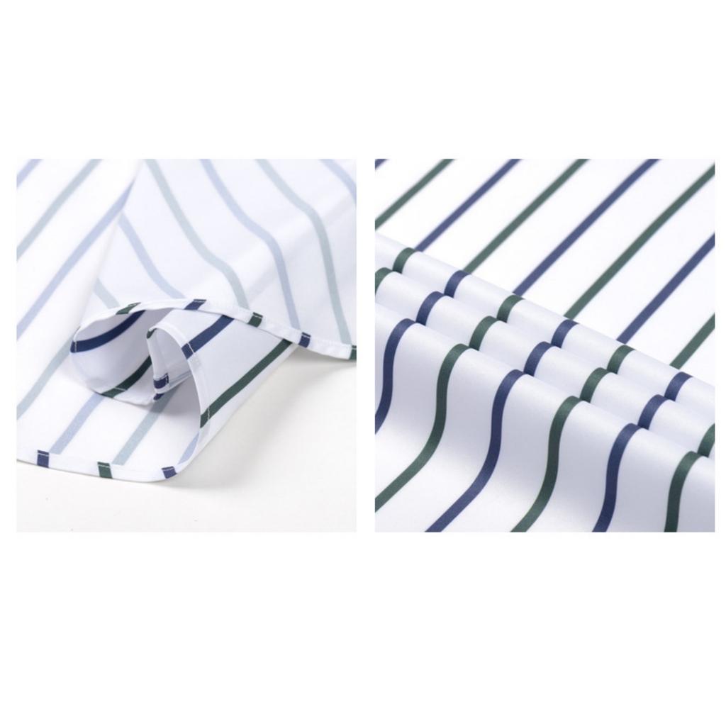 Męska Codzienna i Modna Czterostronna Cyfrowo Drukowana Pasiasta Koszula z Długim Rękawem i Kołnierzykiem na Guziki