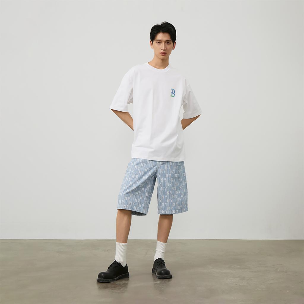 New MLB MONOGRAM Reading Collection SS24 T Shirt Unisex Ivory 3ATSM1643-43IVS