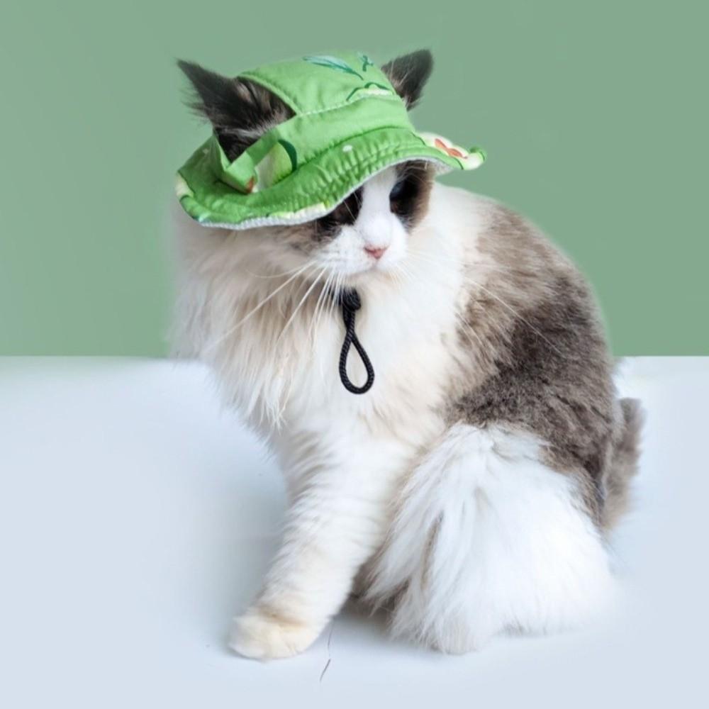 Breathable Pet Sun Hat Adjustable Pet Visor Hat Fashion Cat Fisherman Hat  Summer Outing