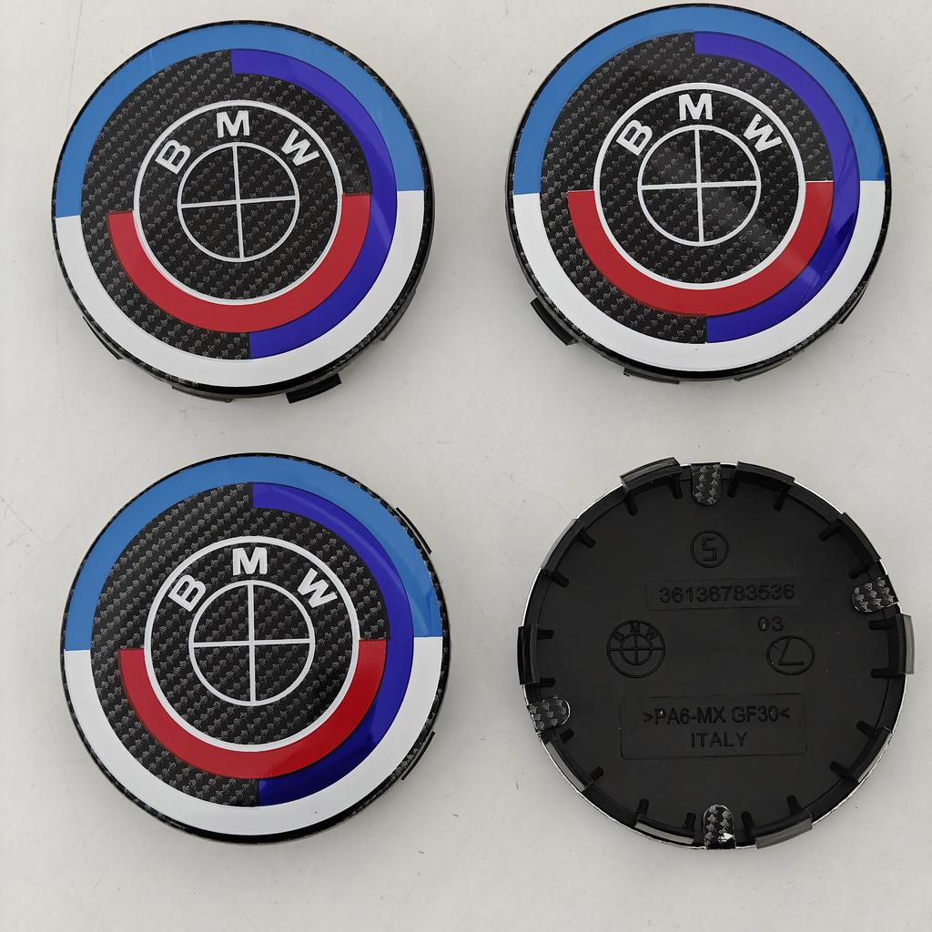 DSJW3 4pcs For BMW 50th E90 E60 F10 F20 G20 G30 E53 E85 E70 56mm 68mm Blue White Car Hub Cap Wheel Center Cap Emblem Badge Accessories