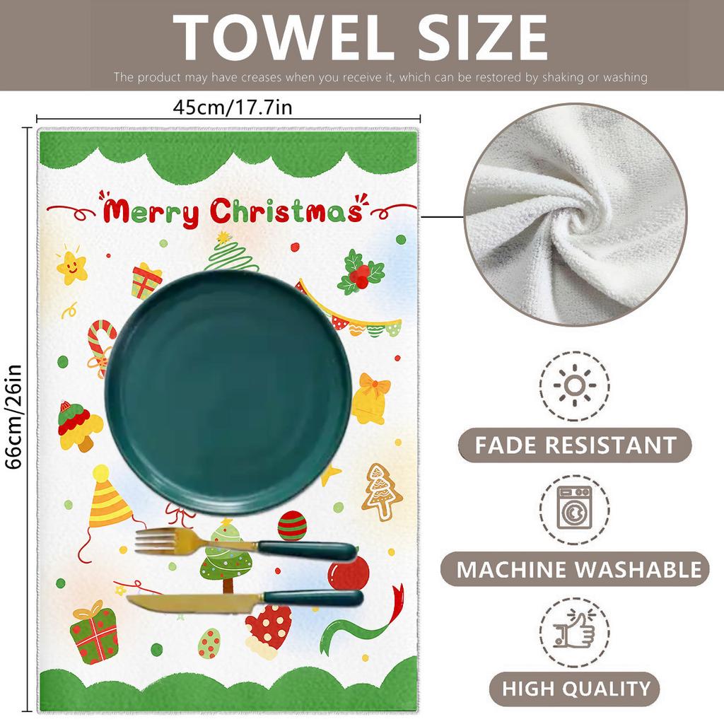 Christmas Day Kitchen Rag 2025 New Microfiber Printed Towel Dishcloth Rag