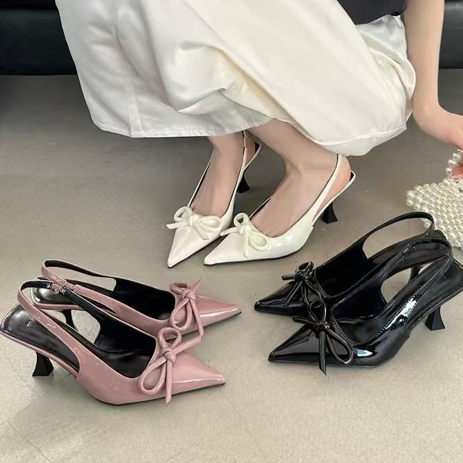 Toe Sandals 22 Spring and Autumn New Pointed Bow Temperament Beautiful High Heels Back Air Sandals