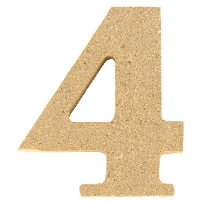 Chiffre en bois MDF 5 x 1,2 cm Chiffre 4 (quatre)
