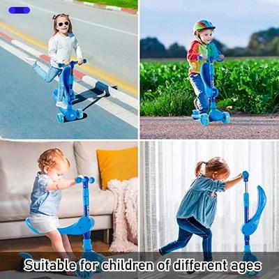 Trottinette 2-en-1 pour enfants avec roues lumineuses à LED, hauteur réglable, large plateau, trottinette à 3 roues, assise/debout, jouet d'extérieur pour enfant/tout-petit