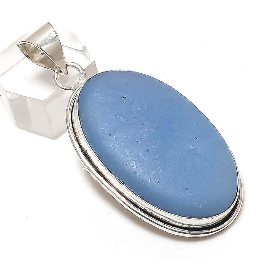 

Angelite Stone Gemstone Handmade 925 Sterling Silver Jewelry Pendant 2.25 K8a20