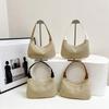 Casual Simple Women Straw Shoulder Bags Patchwork Portable Ladies Beach Phe Handbags Commuter Female Underarm Bag Clutch Purse