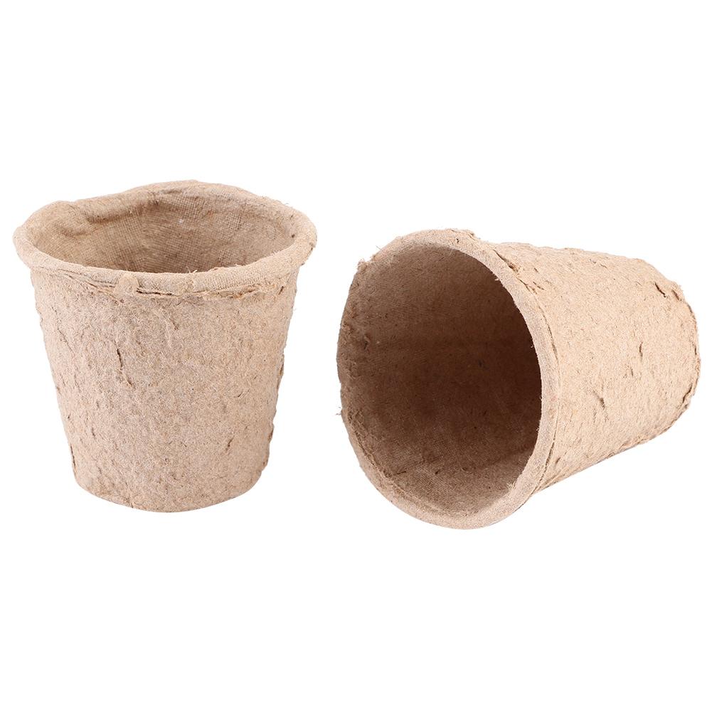 50Pcs 6x6CM Round Degradable Paper Pulp Peat Pots Plant Nursery Cup Use for Gardening