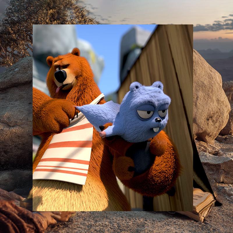 1PC Bear And Blue Critter Adventure Flannel Blanket Gift, Suitable for Both Men And Women, Soft Ideal for Beds And Sofa, Birthday Or Christmas Gift