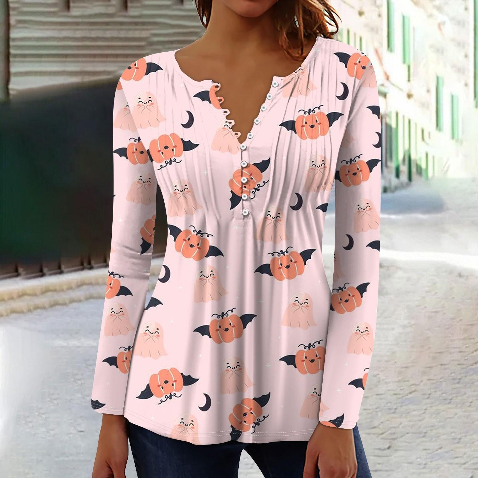 Женский топ с длинными рукавами и плиссированным воротником на пуговицах с принтом — фото 9