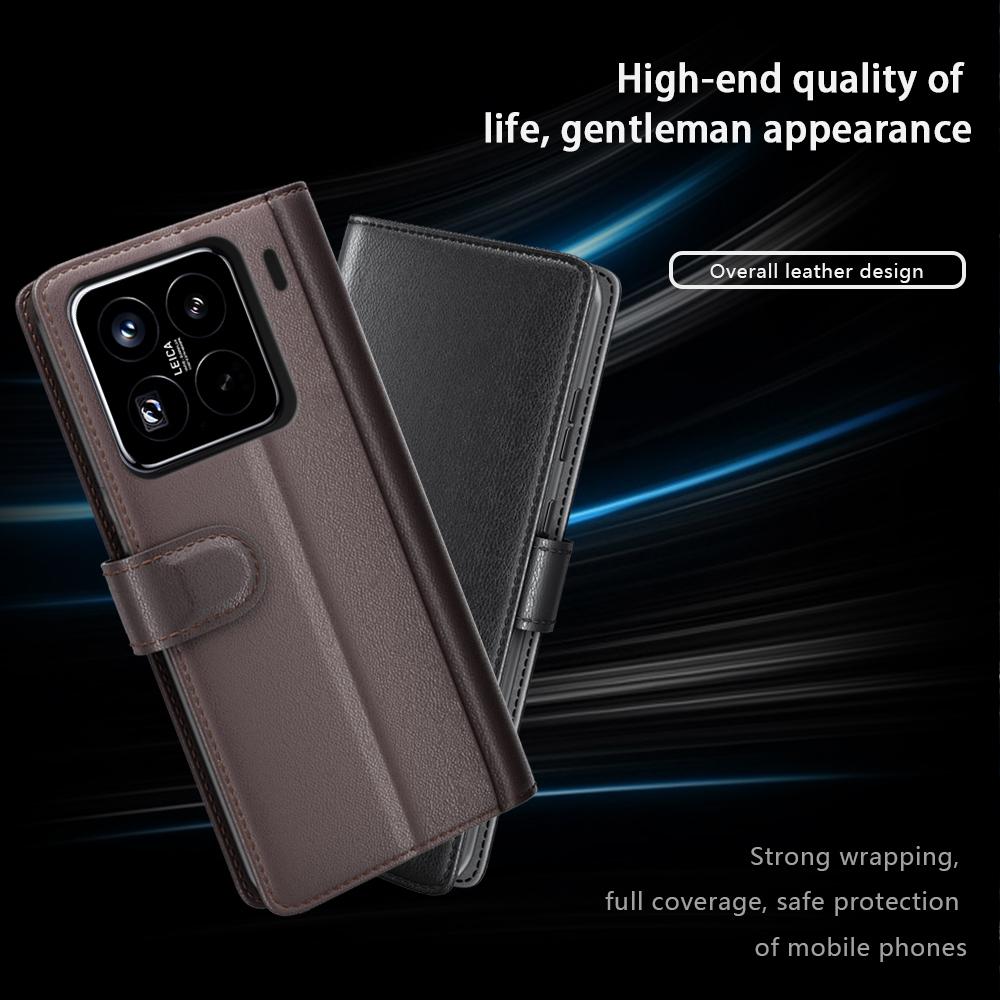 Etui dla Xiaomi 15 Pro Prawdziwa Skóra Licowa Pokrowiec na Telefon z Portfelem i Podstawką