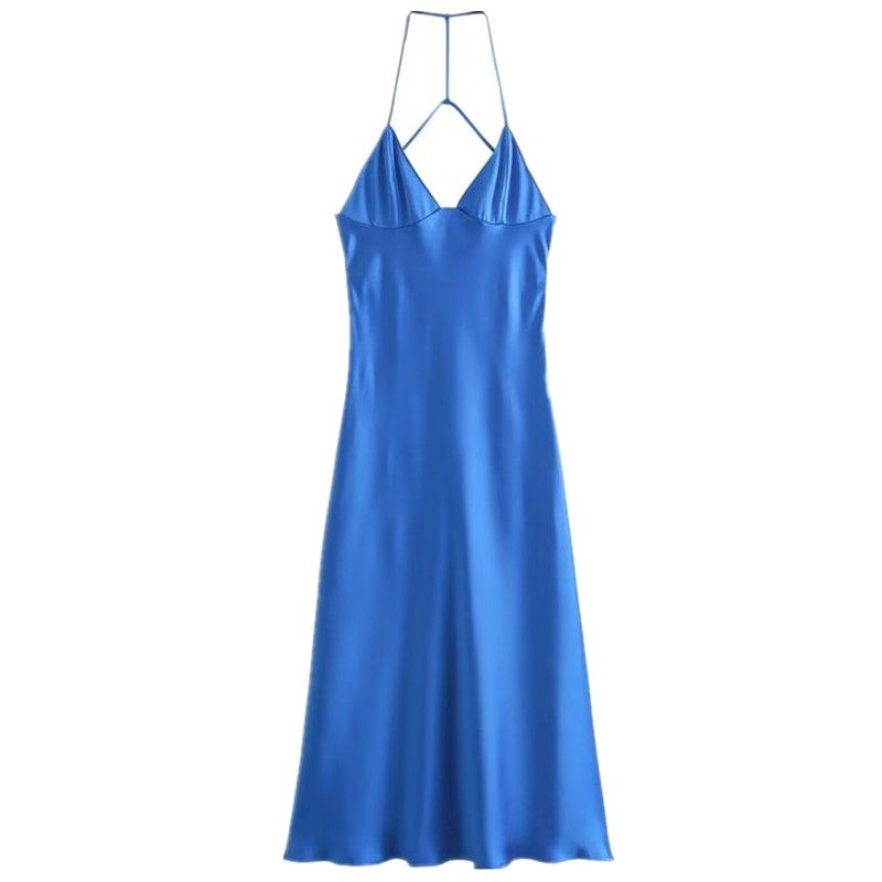 

Fashion Style 2024 Spring New Arrival Women s Dignified Sense of Design Halter Mid Length Long Length Dress 2255331 400 Blue L
