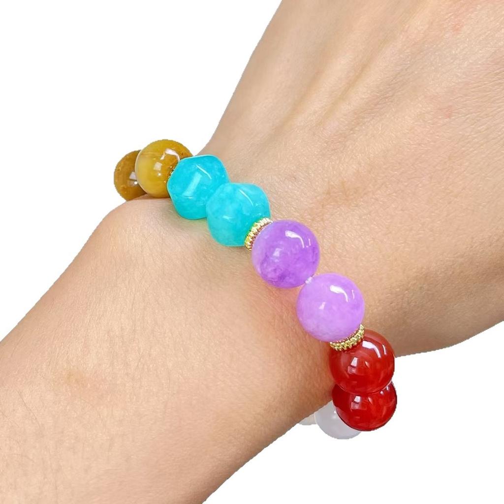Retro Natural White Chalcedony Tiger'S Eye Design Bracelet Bracelet