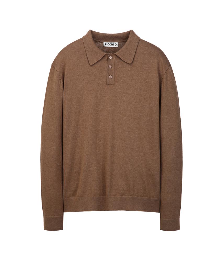 IL CORSO Wool Blend Cozy Polo Knit Brown Iesw5F505W2