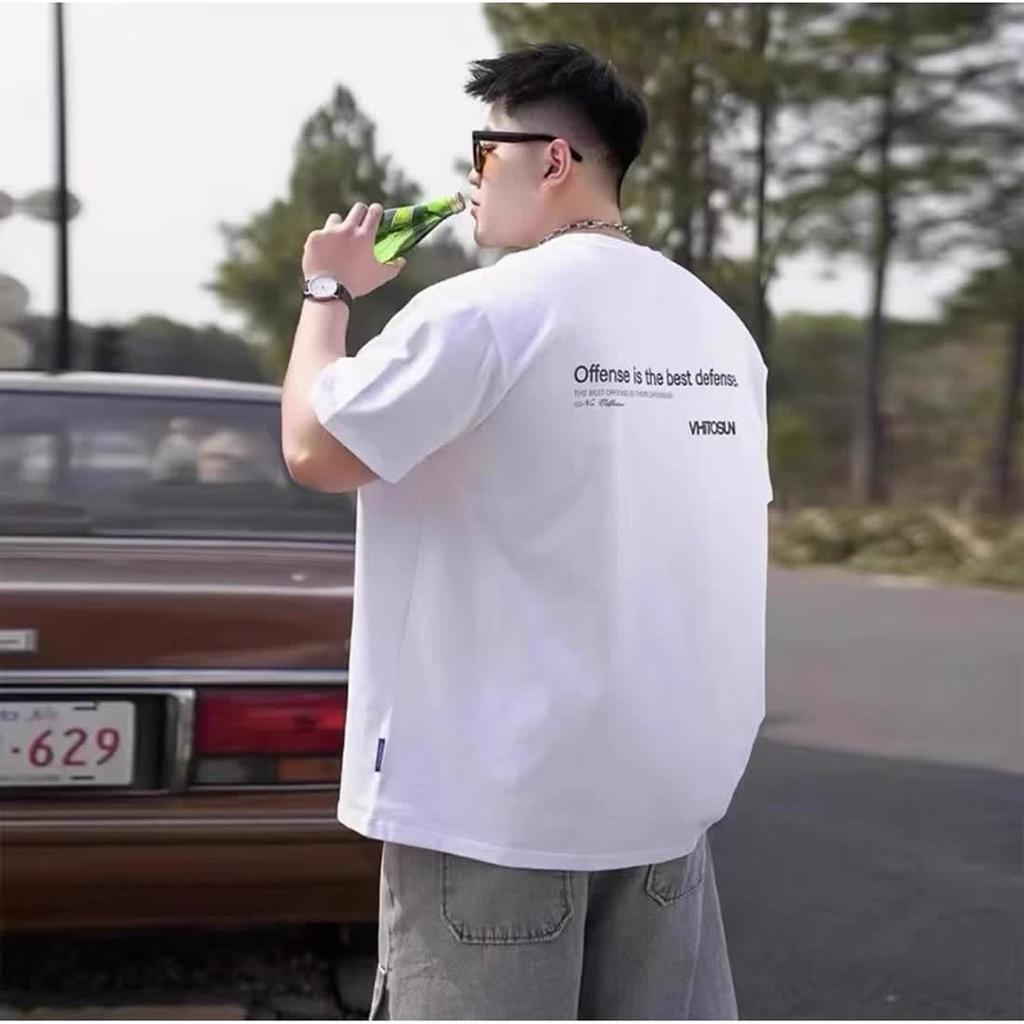 Fake two hundred matching stretch solid color fit wrinkle loose men's short-sleeved fashion short-sleeved top comfortable lightweight T-shirt