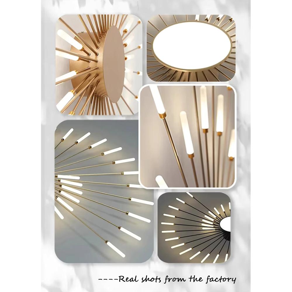 Modern Firework Led Ceiling Lights Home Decor Living Room Bedroom Ceiling Lamps Lustre Lighting Black Gold Mounted Lamp Fixtures