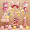 Geburtstagsdekoration für Mädchen und Kinder's Fröhliche Partyszene mit Labubu-Ballons