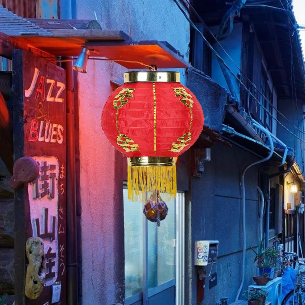 20CM Chinese Flocking Red Cloth Lantern Spring Festival Door Hanging Lamp Street Pendant for Traditional Outdoor Home Decoration