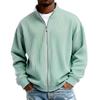 2026 European Men's Chunky Knit Striped Full-Zip Hoodie with Half High Collar – New Autumn/Winter Style