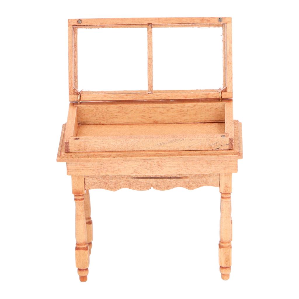 Miniature Dollhouse Display Cabinet with Flip Top Lid Versatile Compact Wooden Dollhouse Furniture