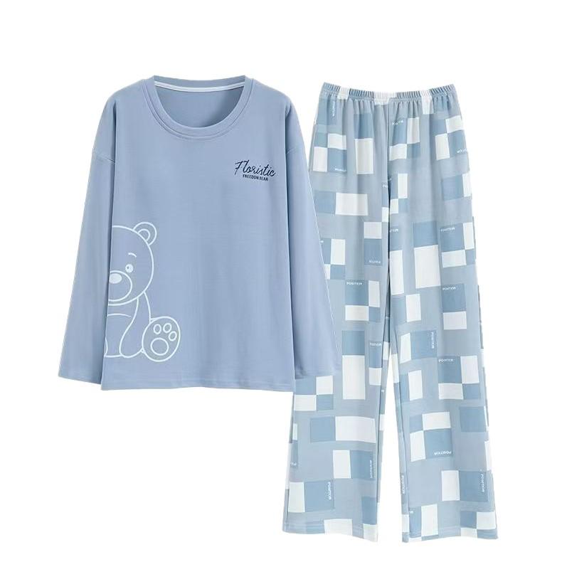 Damen Langarm Pyjama Set mit Brustpolstern - Übergröße, Freizeitkleidung für Zuhause oder Draußen