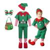 Girl Boy Christmas Elf Costumes Santa Claus Suit Festival Adult Family Halloween Cosplay Sets Green Elves Clothes