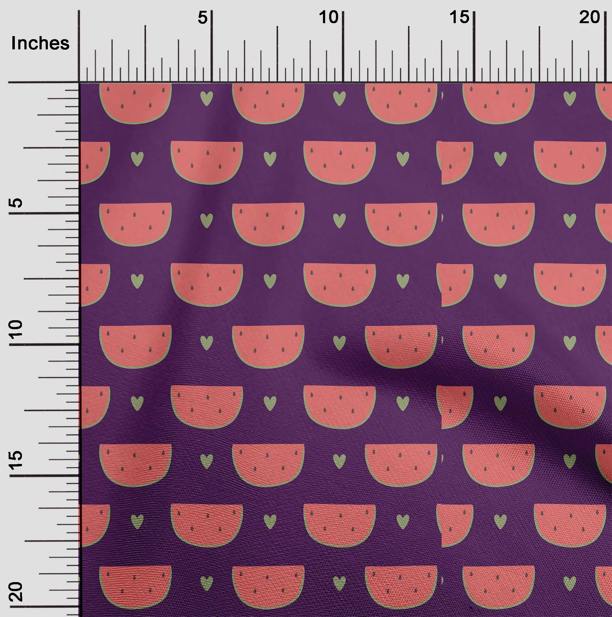 

oneOone Cotton Flex Black Fabric Сердечко та кавунові фрукти Тканина для пошиття друкованої тканини для рукоділля у дворі 40 дюймів 42 Inch Wide - Viscose Chiffon винний