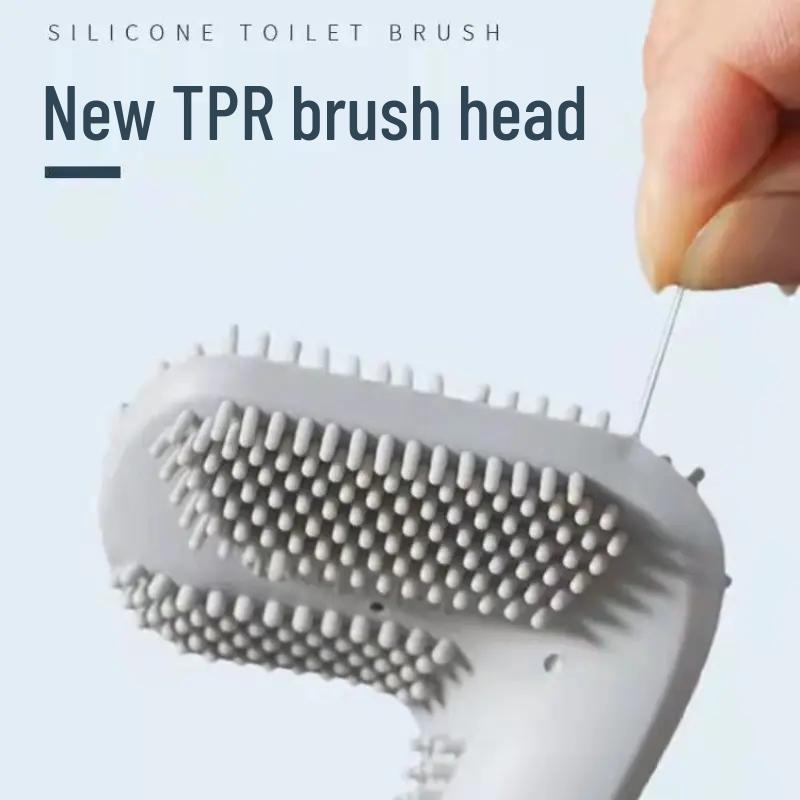 Silicone Golf-Style Toilet Brush with Long Handle for Bathroom Cleaning