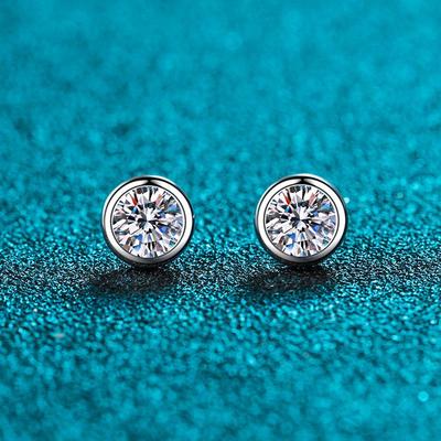 925 Sterling Silver-Plated Gold Moissanite Bubble Stud Earrings for Women - Elegant and Simple Jewelry