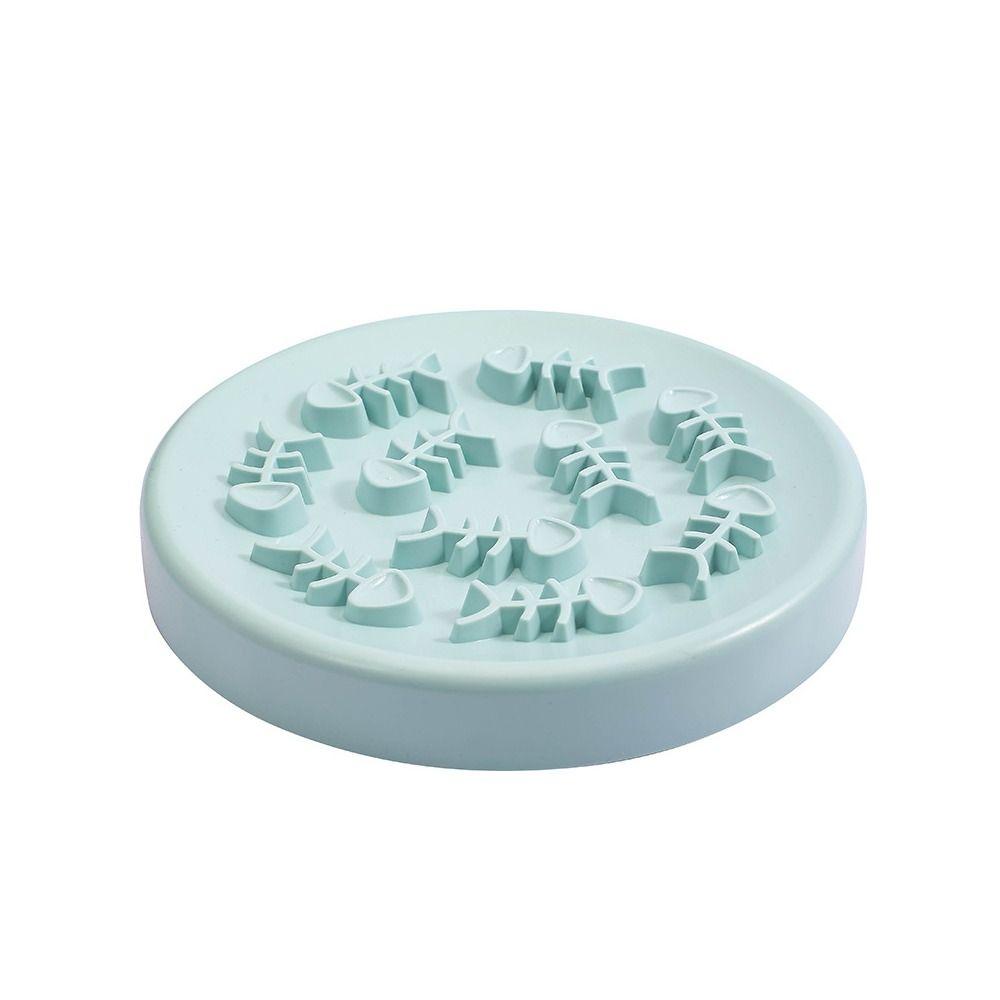 

ABS Cat Feeder Bowl Oval Fish Shaped Pet Dishes High Quality Slow Feeders Feeding Supplies Blue-Round