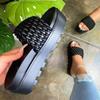 Large Size Women's Thick-soled Cool Slippers Beach Shoes Woven Thickened Summer New Muffin Slippers